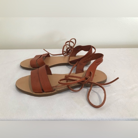 Madewell Boardwalk Ankle Tie Sandals Brown Leather Ankle Tie Strappy Size 7.5 - Picture 3 of 7